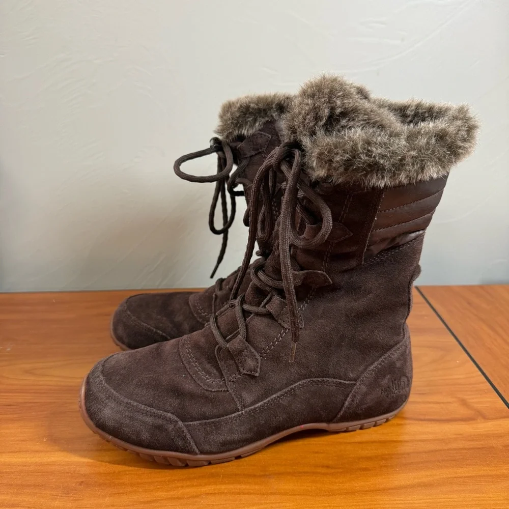 The North‎ Face Nuptse Purna II Winter Snow Boot Brown Suede PrimaLoft Insulated